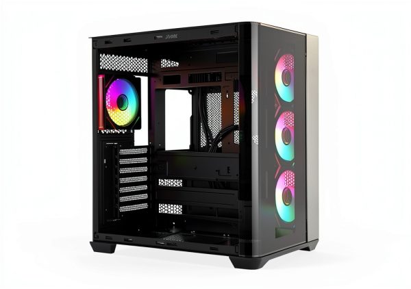 Rosewill ATX Mid Tower Case Curved Glass ARGB Fans USB-1
