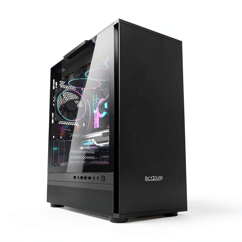 PCCOOLER MASTER IE200S MESH Gaming Case front view with mesh panel