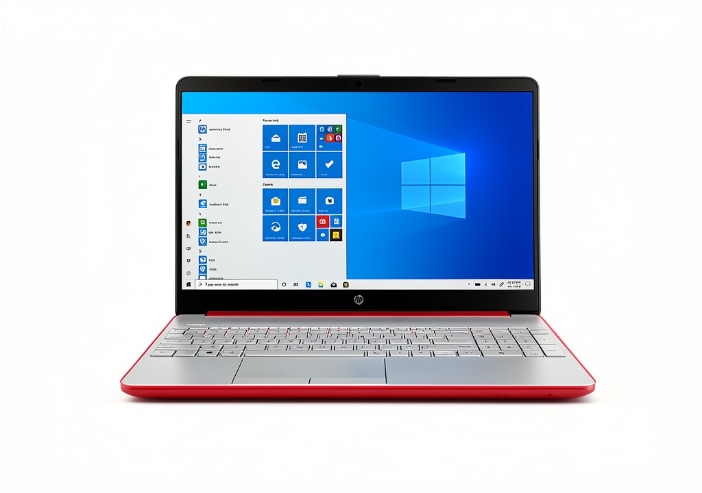 HP 15 laptop displaying a web browser on its 15.6-inch HD screen