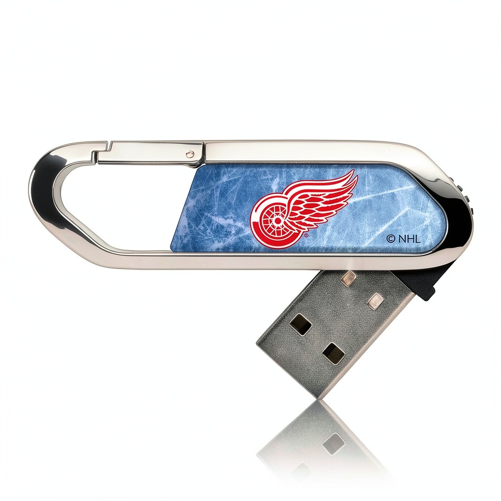Detroit Red Wings USB Flash Drive with hinged case open