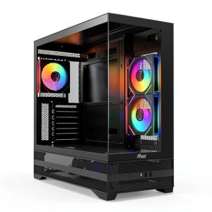 Rosewill ATX Mid Tower Case Black ARGB Fans Tempered Glass-0