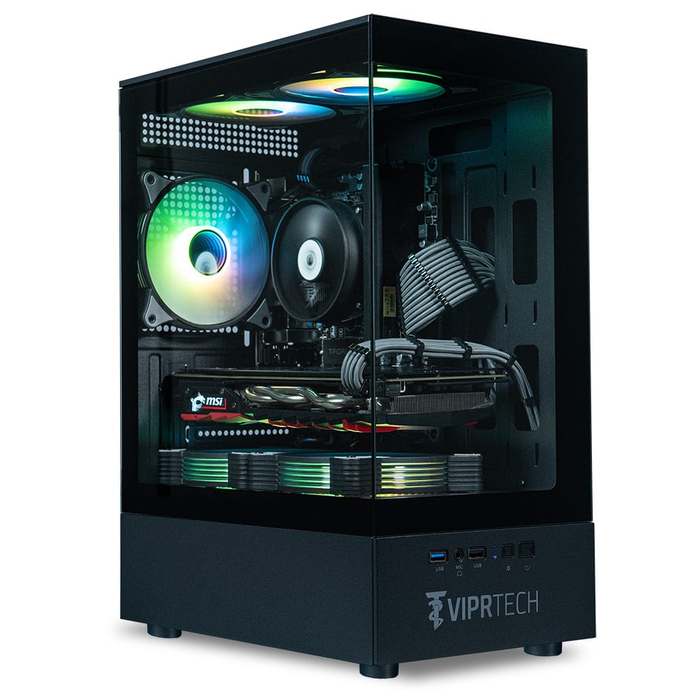ViprTech Stryker Gaming PC setup with monitor and peripherals