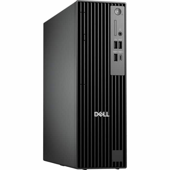 Dell Pro Slim Plus QBS1250 desktop computer on a desk with accessories