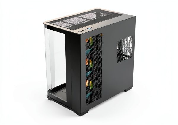 Rosewill ATX Mid Tower Case Curved Glass ARGB Fans USB-8