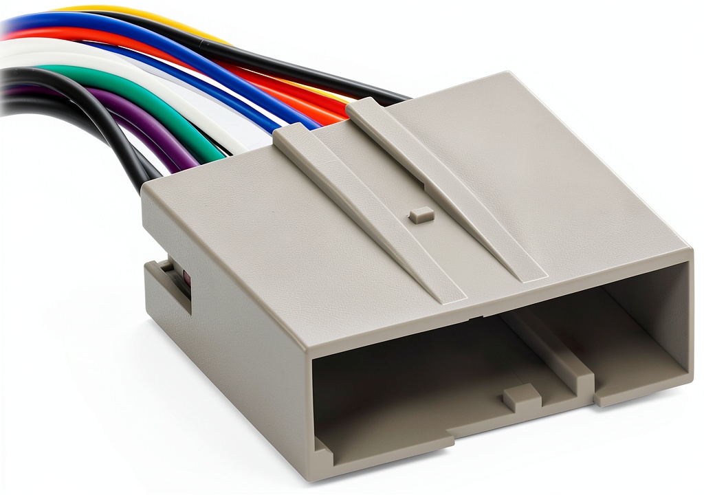 Metra wiring harness connected to a Ford vehicle radio