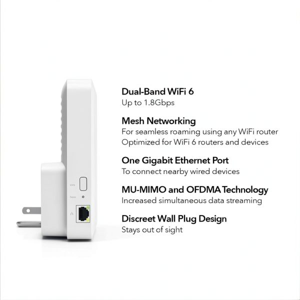NETGEAR EAX15 AX1800 WiFi 6 Mesh Extender Wall Plug Booster-4