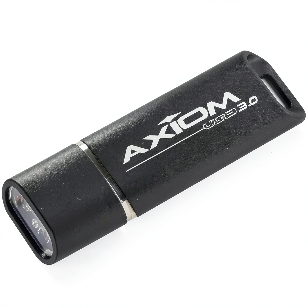 Axiom 16GB USB 3.0 Flash Drive shown next to a car key for size comparison