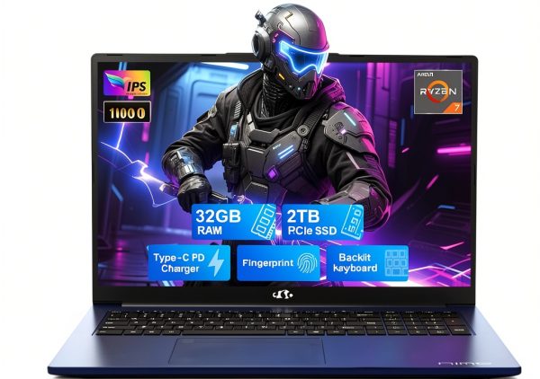 NIMO Gaming Laptop AMD Ryzen 7 32GB RAM 2TB SSD Black Blue-0
