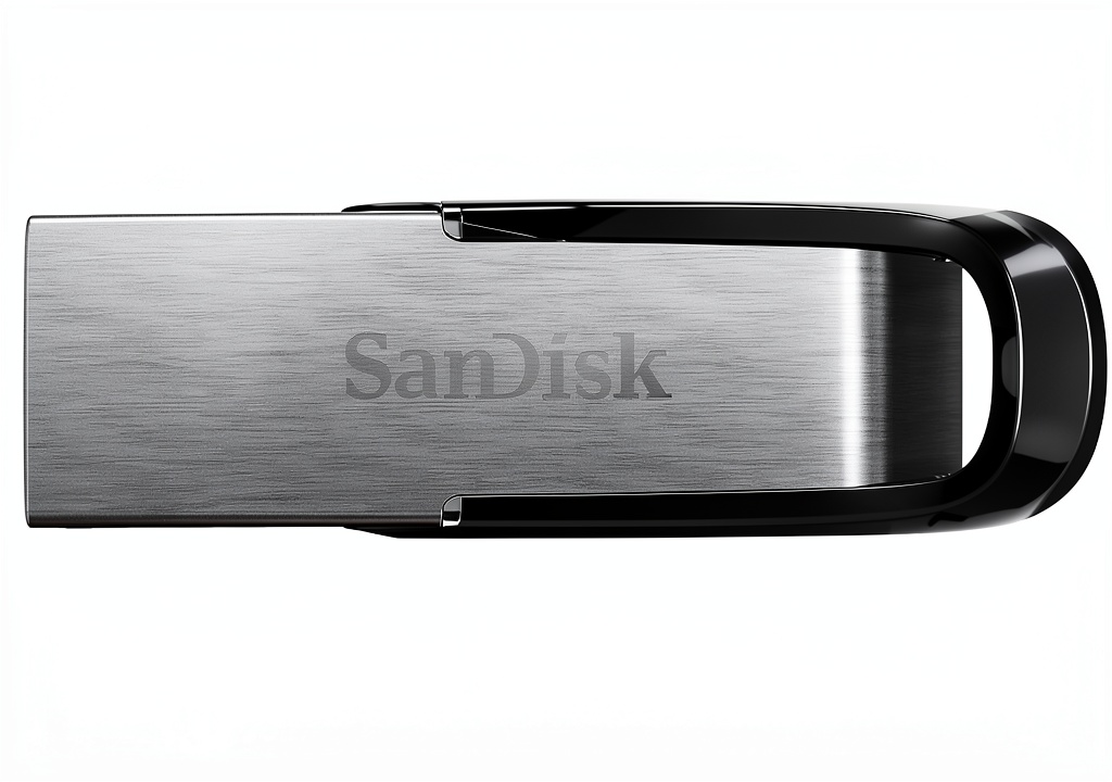 SanDisk Ultra Flair flash drive showing sleek design and retractable feature
