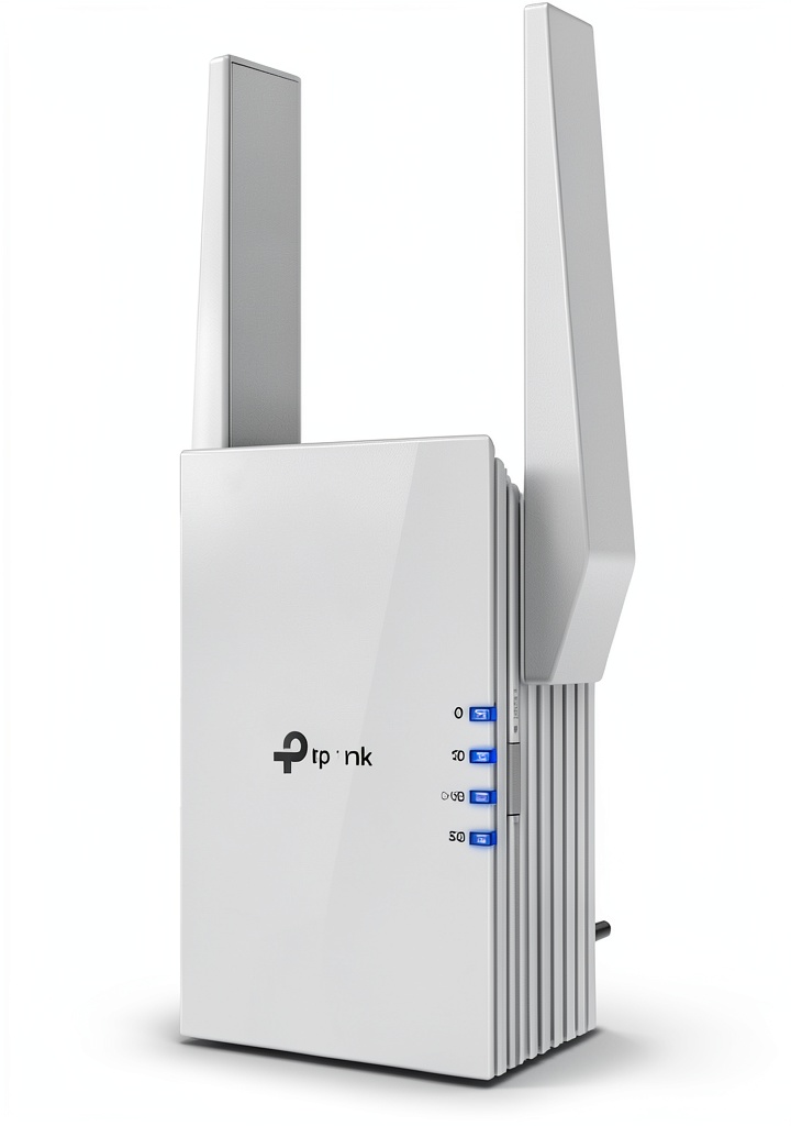 TP Link RE1500X range extender placed in a living room setting
