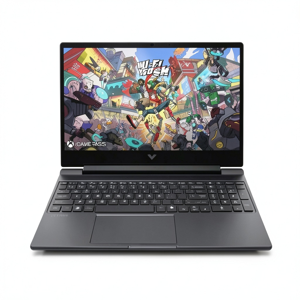 HP Victus gaming laptop displaying a high-action game on its 144Hz screen