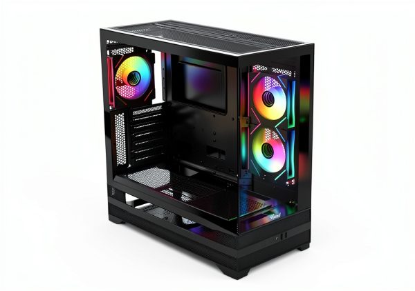 Rosewill ATX Mid Tower Case Black ARGB Fans Tempered Glass-4