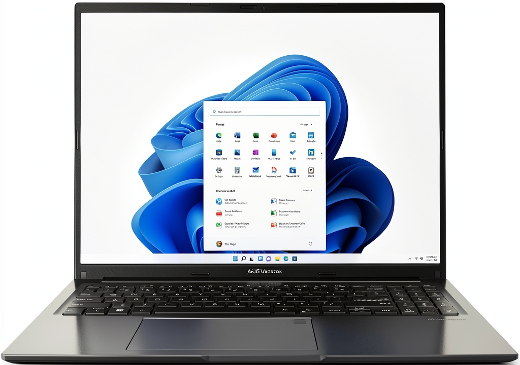 ASUS Vivobook 16 laptop displaying a multimedia application on its FHD+ screen