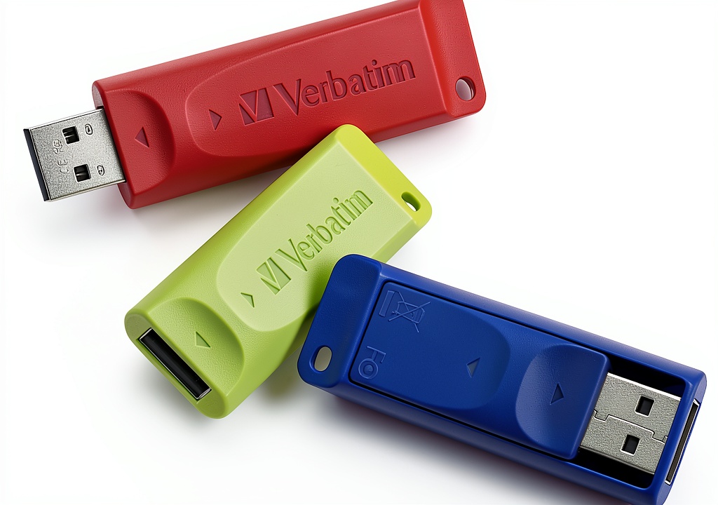Verbatim Store 'n' Go flash drives displayed in a professional setting