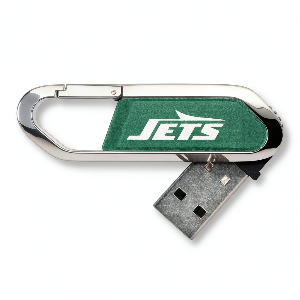 New York Jets USB flash drive 16GB USB-C Officially Licensed on a wooden desk
