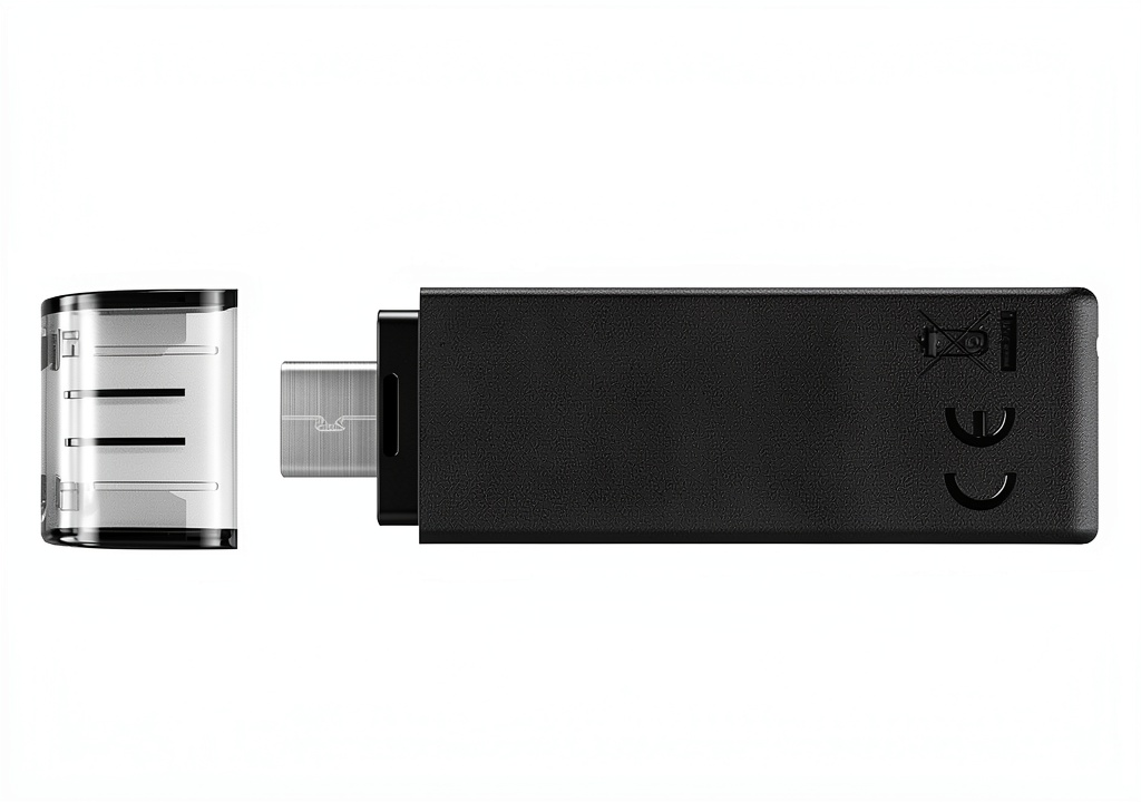 Kingston DataTraveler 70 128GB USB‑C flash drive being tested on a wooden desk
