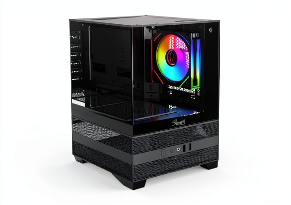 Rosewill ATX Mid Tower Case Black ARGB Fans Tempered Glass-9