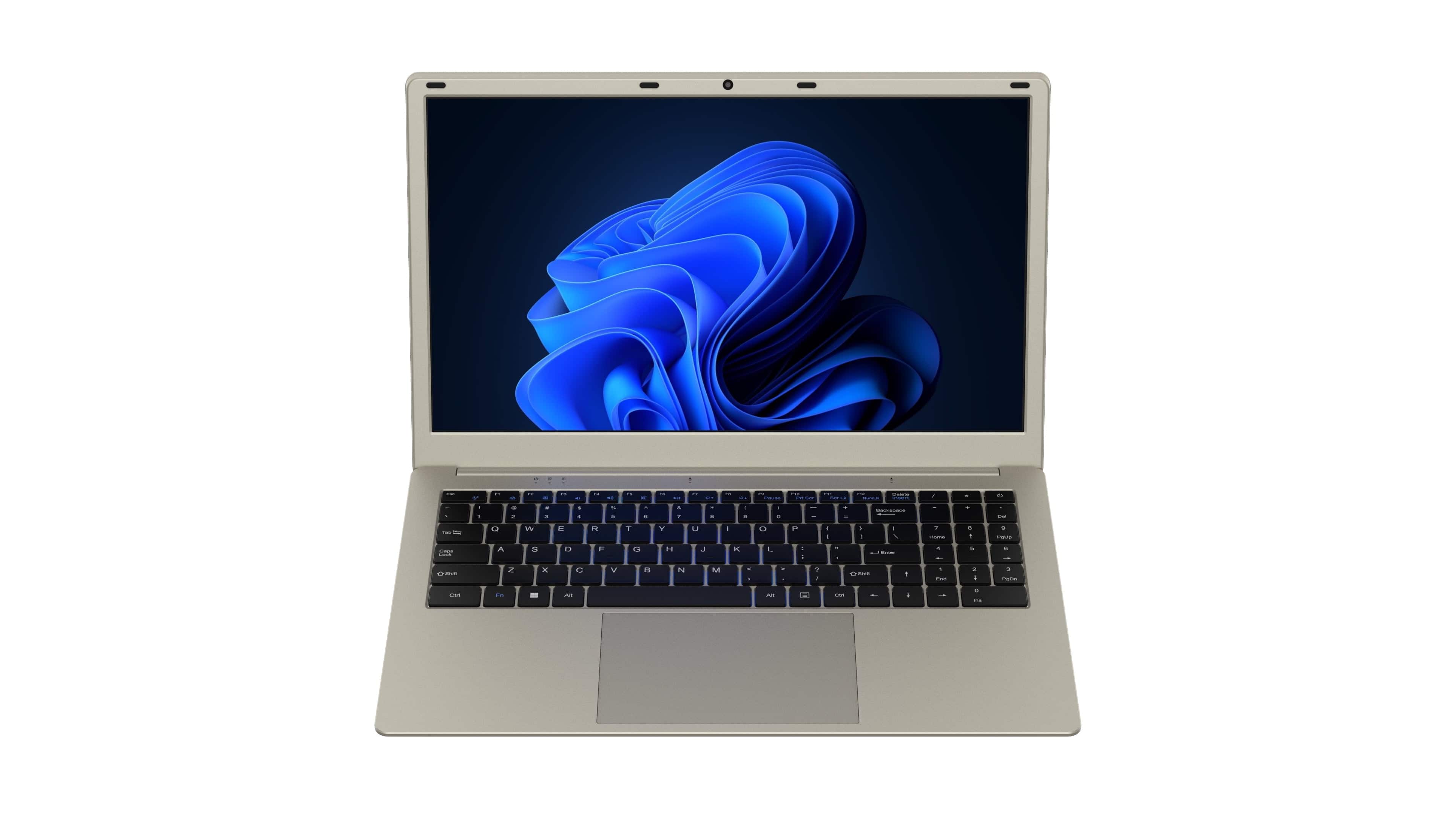 Azpen X1500 Champagne Laptop displayed on a desk with accessories