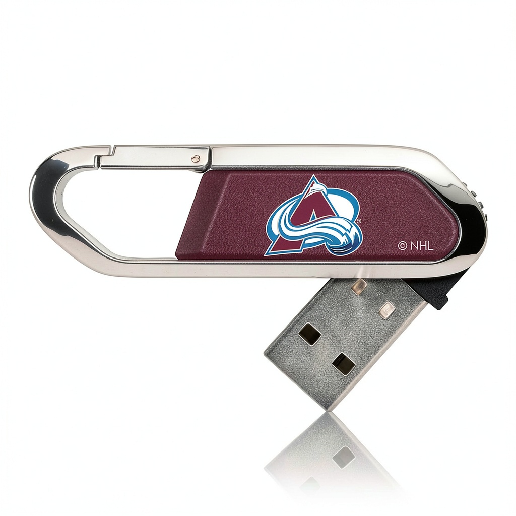 Colorado Avalanche USB flash drive displayed with team logo and clip