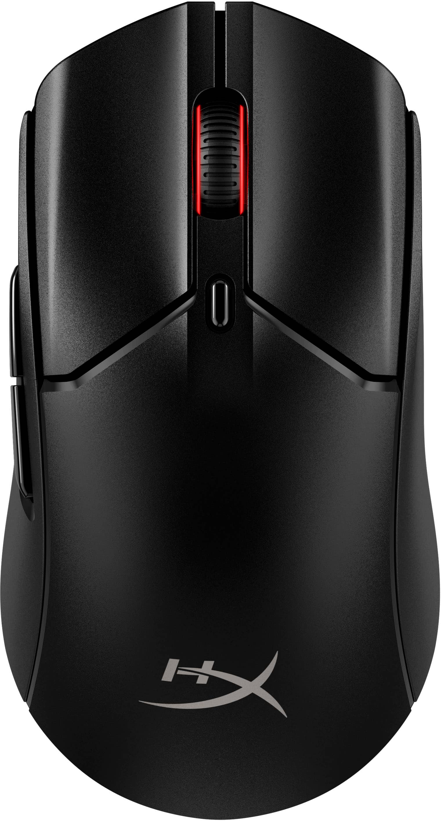 HyperX Pulsefire Haste 2 wireless gaming mouse with RGB lighting on a gaming desk