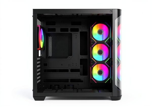 Rosewill ATX Mid Tower Case Curved Glass ARGB Fans USB-2