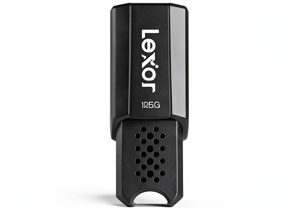 Lexar JumpDrive S80 USB flash drive connected to a laptop