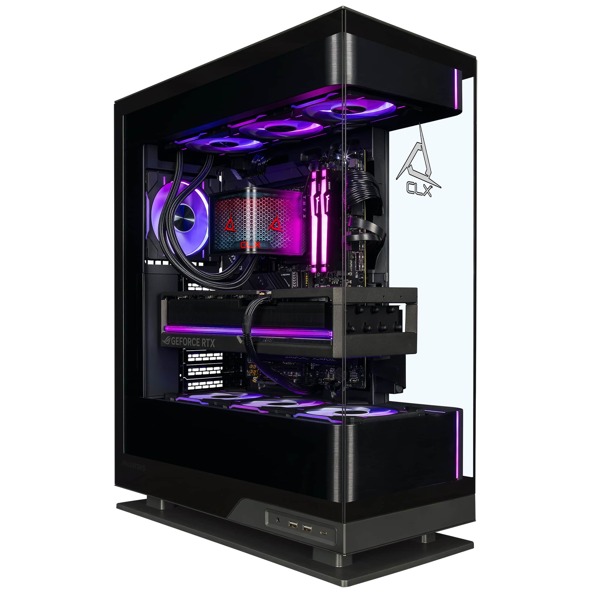 CLX Ra Gaming Desktop showing interior components and RGB lighting