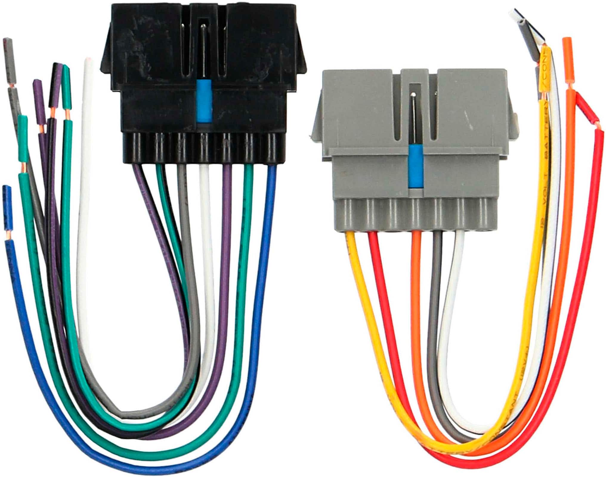 Metra wiring harness connected to a car stereo in a Dodge vehicle