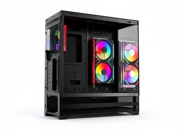 Rosewill ATX Mid Tower Case Black ARGB Fans Tempered Glass-6