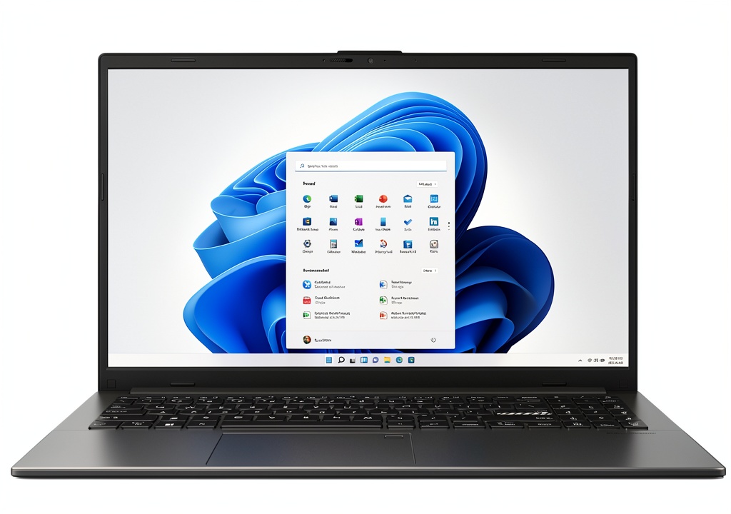 ASUS Vivobook Go 15 laptop displaying a work application on its FHD screen