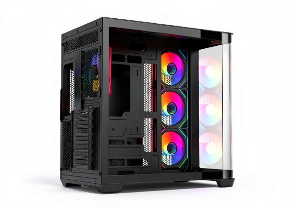 Rosewill ATX Mid Tower Case Curved Glass ARGB Fans USB-6