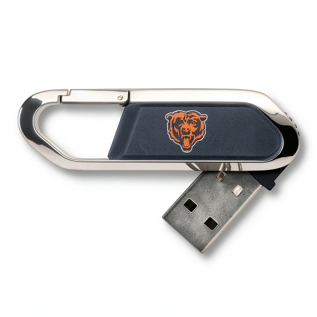 Chicago Bears USB Flash Drive 16GB USB-C connected to MacBook Pro on desk