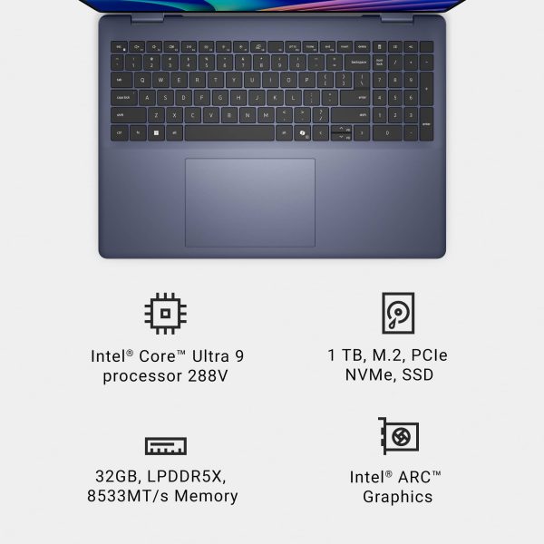 Dell Copilot Plus PC 16 Inch 2 in 1 Laptop Intel Core Ultra-16